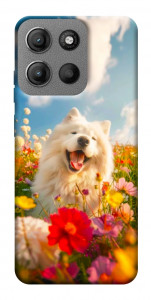 Чехол Happy dog in flowers для Motorola Moto G15 4G