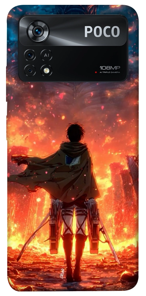 Чохол Attack on titan eren для Xiaomi Poco X4 Pro