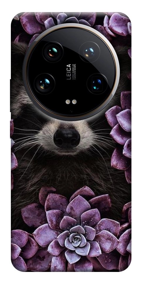 Чехол Енот в цветах для Xiaomi 14 Ultra