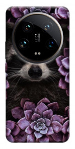 Чехол Енот в цветах для Xiaomi 14 Ultra