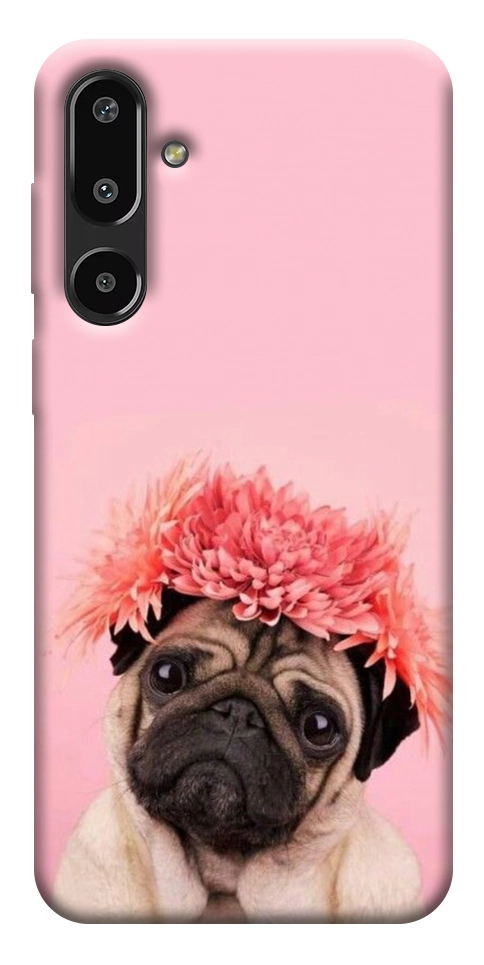 Чехол Мопс с цветами для Galaxy F16 5G