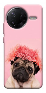 Чохол Мопс із квітами для Xiaomi Poco F7 Pro