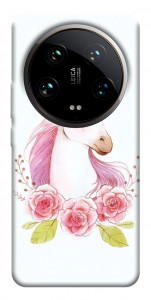 Чехол Единорог с цветами для Xiaomi 14 Ultra