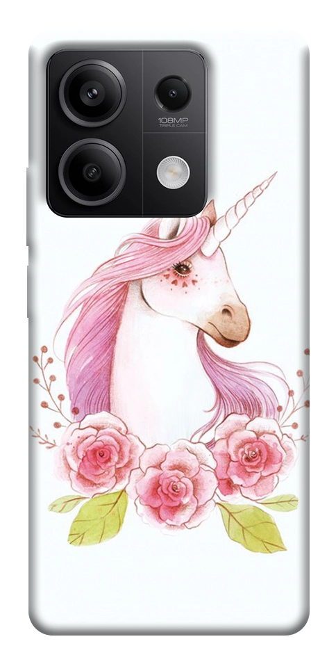 Чехол Единорог с цветами для Xiaomi Redmi Note 13 5G