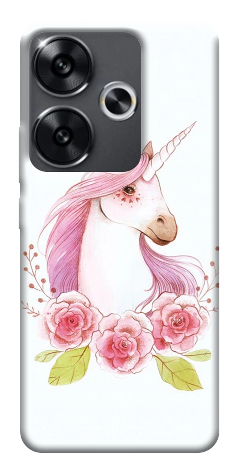 Чохол Єдиноріг з квітами для Xiaomi Poco F6