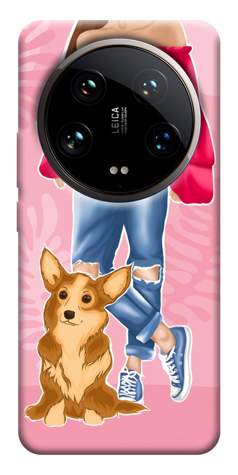 Чохол Girl and corgi для Xiaomi 14 Ultra