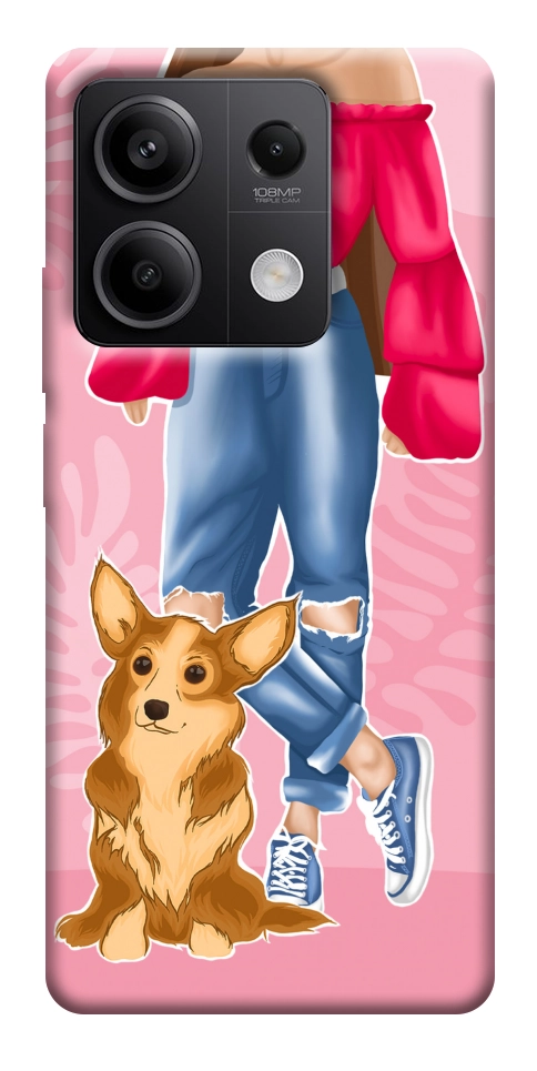 Чехол Girl and corgi для Xiaomi Redmi Note 13 5G