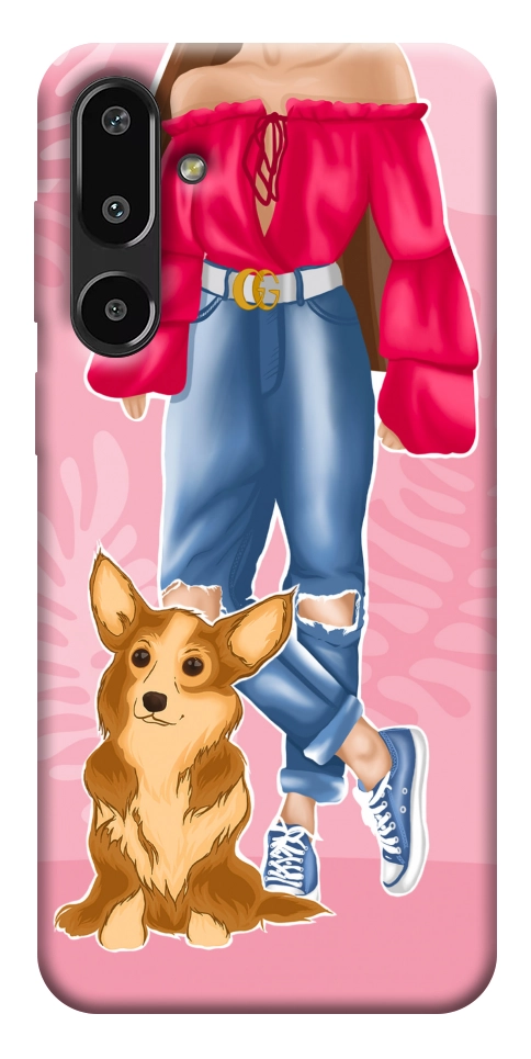 Чехол Girl and corgi для Galaxy F16 5G