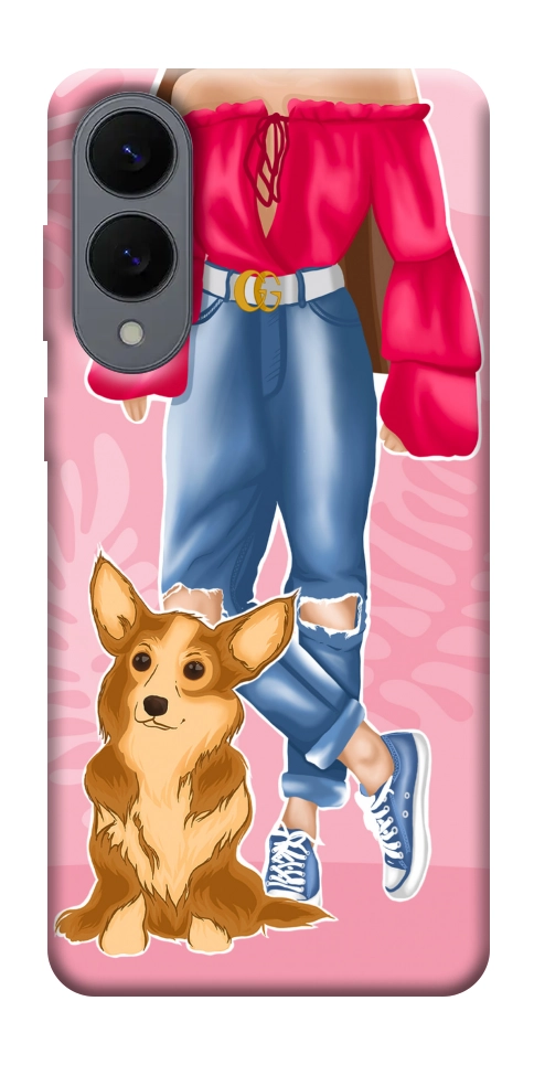Чехол Girl and corgi для Galaxy S25 Edge