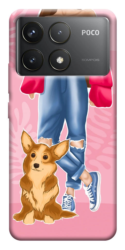 Чехол Girl and corgi для Xiaomi Poco F6 Pro