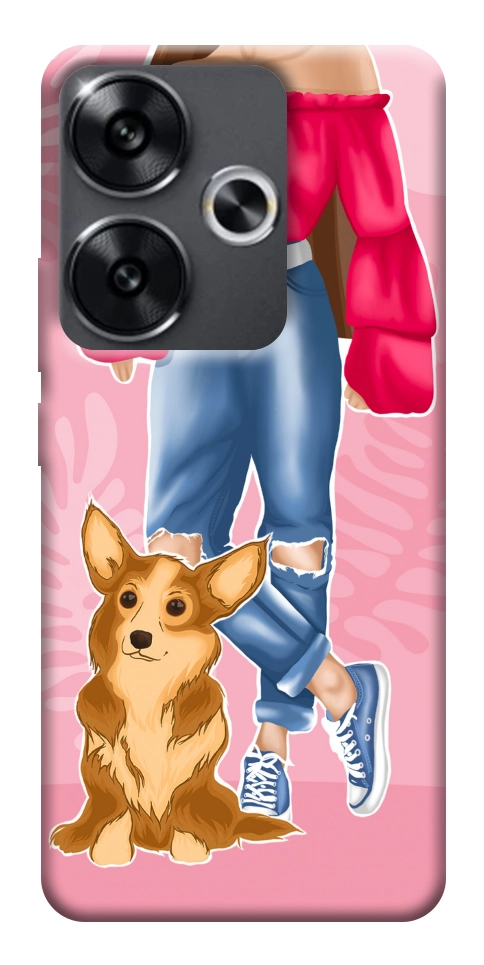 Чохол Girl and corgi для Xiaomi Poco F6