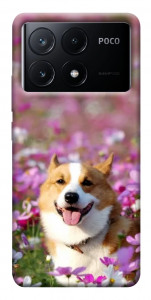 Чохол Коргі в квітах для Xiaomi Poco X6 Pro