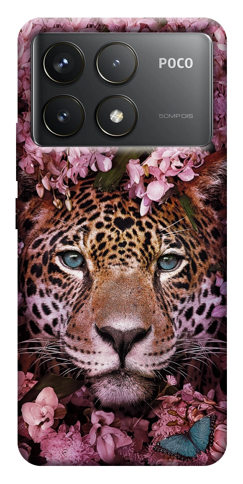 Чохол Леопард у квітах для Xiaomi Poco F6 Pro