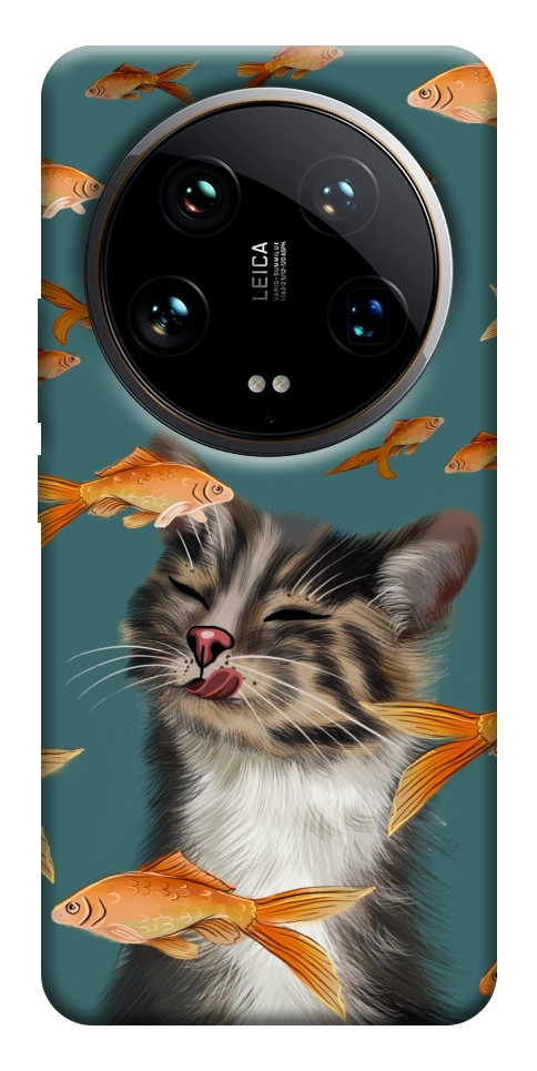Чохол Cat with fish для Xiaomi 14 Ultra