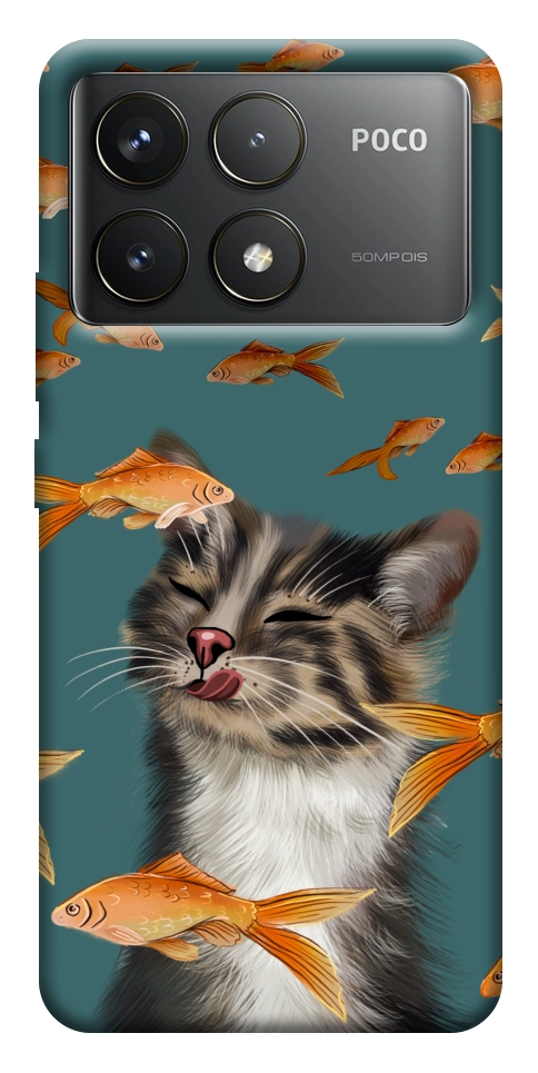 Чехол Cat with fish для Xiaomi Poco F6 Pro