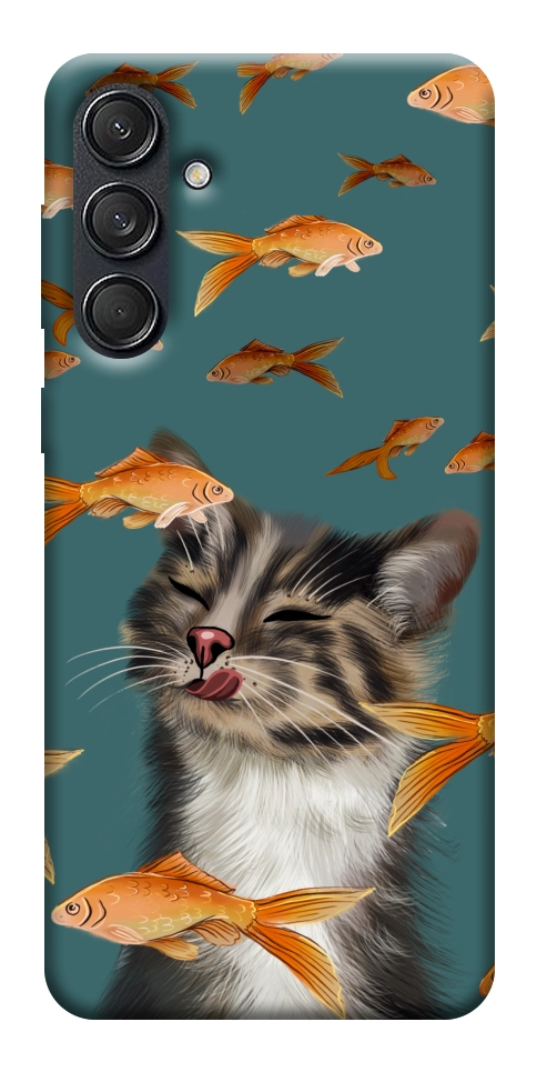 Чехол Cat with fish для Galaxy M55