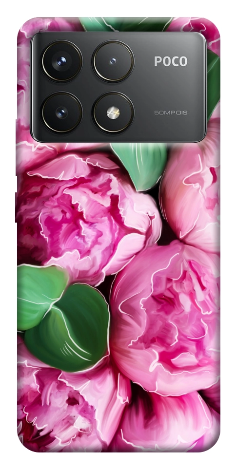 Чохол Пахкі півонії для Xiaomi Poco F6 Pro