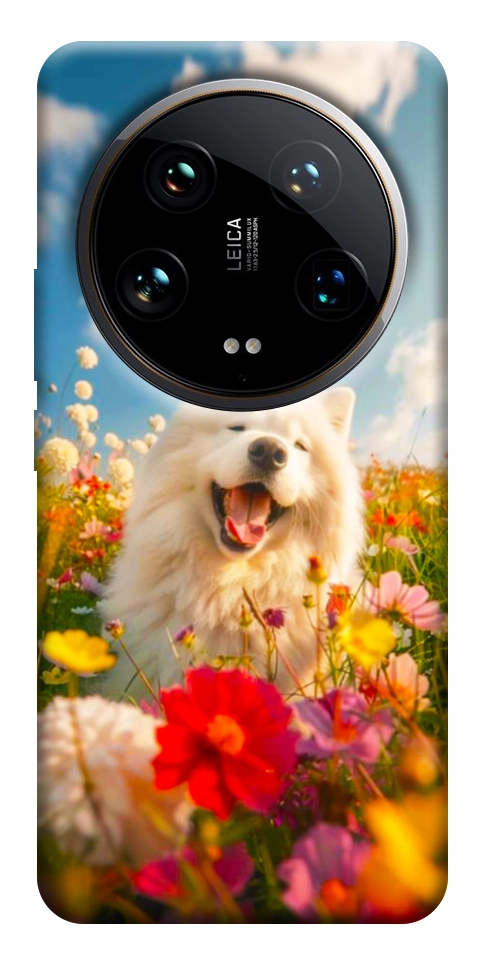 Чохол Happy dog in flowers для Xiaomi 14 Ultra
