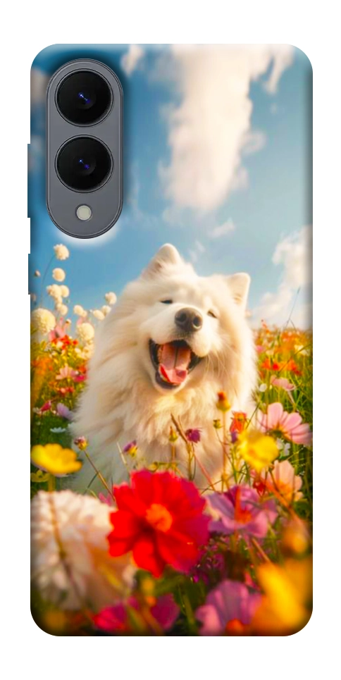Чехол Happy dog in flowers для Galaxy S25 Edge