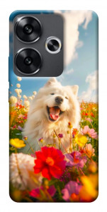 Чохол Happy dog in flowers для Xiaomi Poco F6