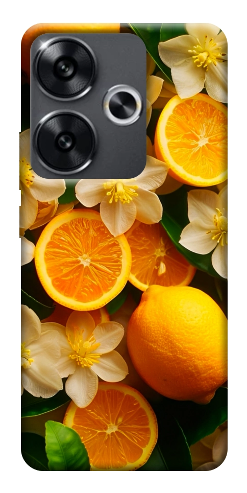 Чохол Лимони та квіти для Xiaomi Poco F6