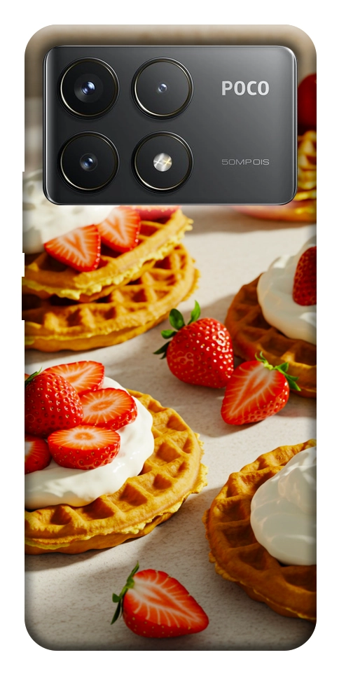 Чохол Вафлі з полуницею для Xiaomi Poco F6 Pro