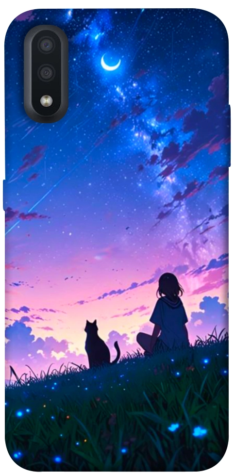 Чохол Space girl and cat для Galaxy A01