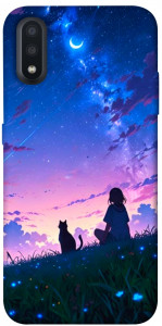 Чехол Space girl and cat для Galaxy A01