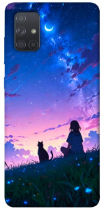 Чехол Space girl and cat для Galaxy A71 (2020)