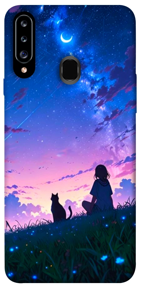 Чехол Space girl and cat для Galaxy A20s (2019)