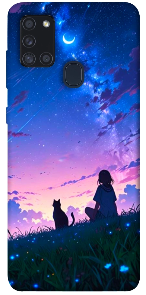 Чохол Space girl and cat для Galaxy A21s (2020)