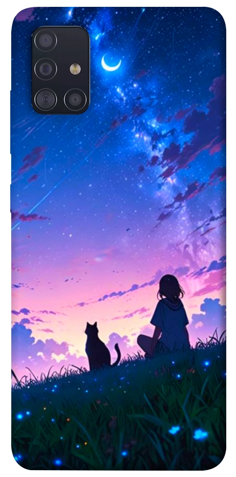 Чохол Space girl and cat для Galaxy A51 (2020)