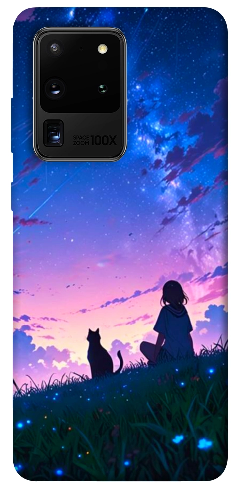 Чехол Space girl and cat для Galaxy S20 Ultra (2020)