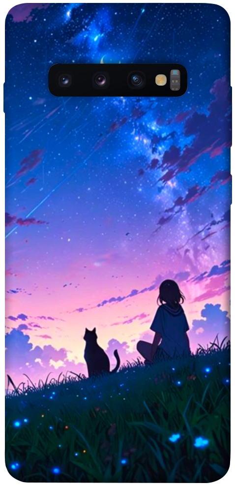 Чехол Space girl and cat для Galaxy S10 Plus (2019)