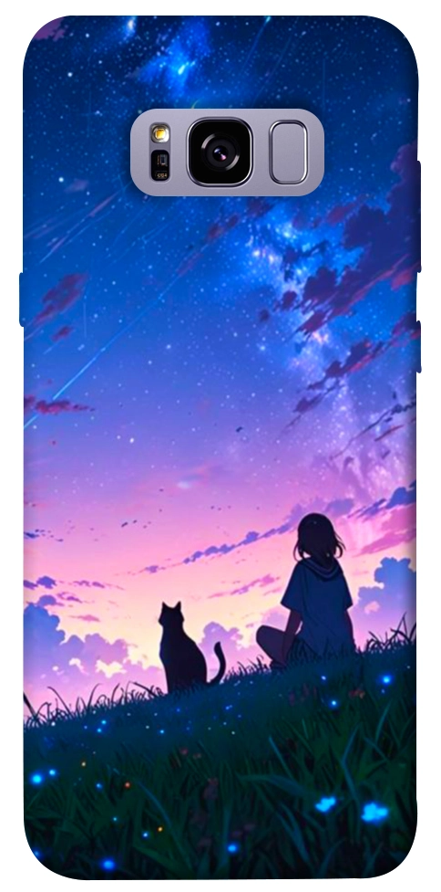 Чехол Space girl and cat для Galaxy S8+