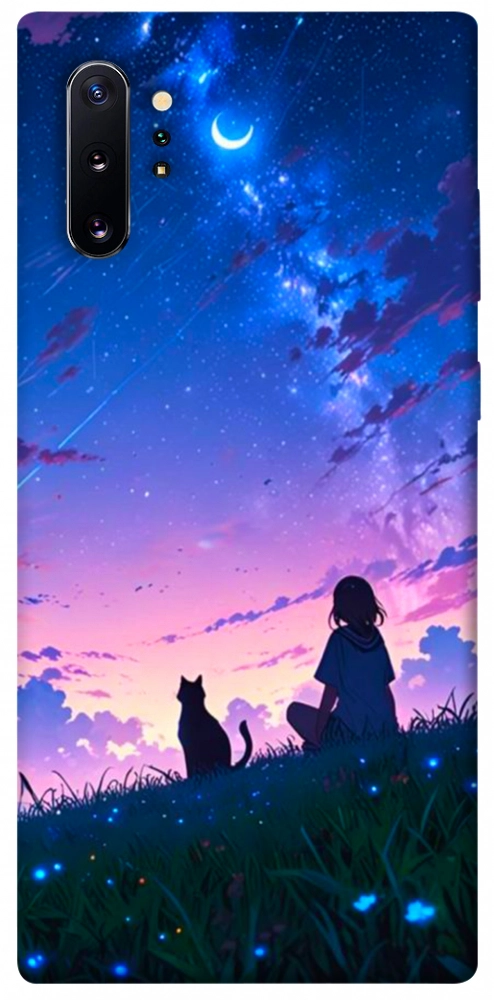 Чехол Space girl and cat для Galaxy Note 10+ (2019)