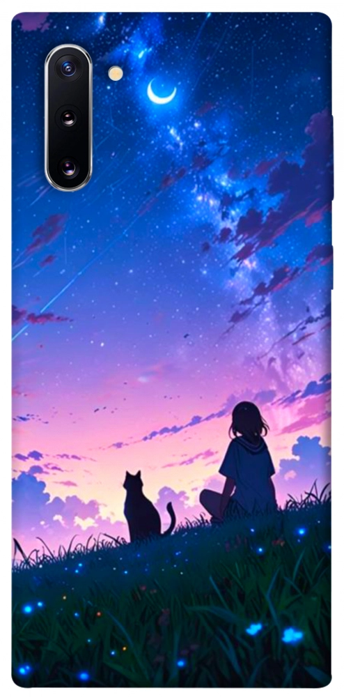 Чехол Space girl and cat для Galaxy Note 10 (2019)