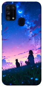 Чохол Space girl and cat для Galaxy M31 (2020)