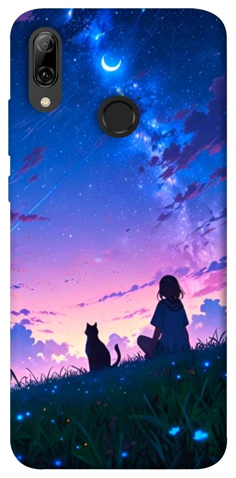 Чохол Space girl and cat для Huawei P Smart (2019)
