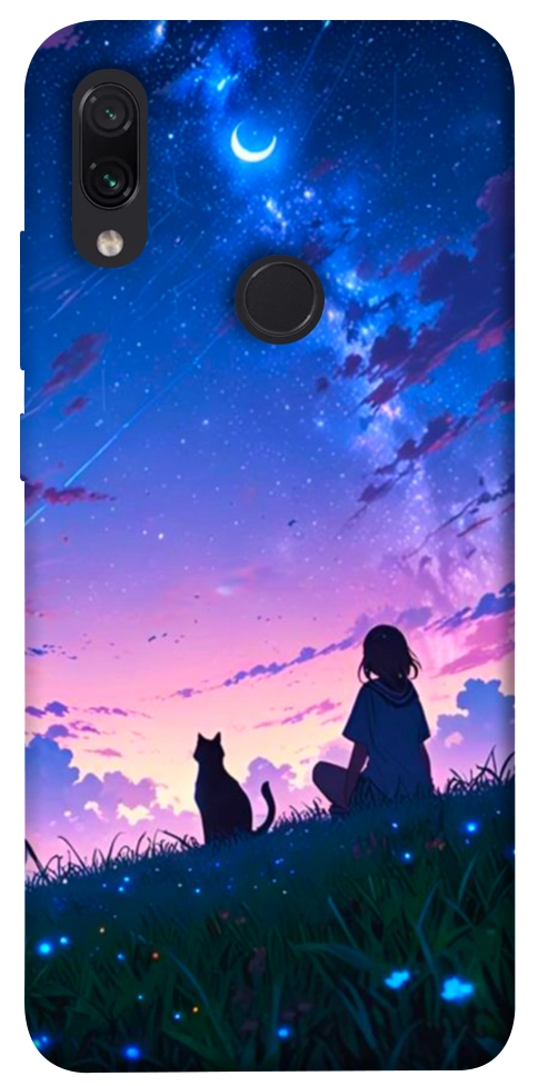 Чохол Space girl and cat для Xiaomi Redmi Note 7