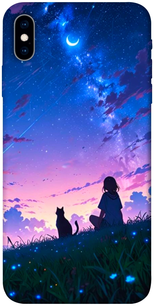 Чехол Space girl and cat для iPhone XS