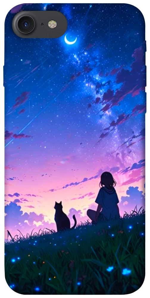 Чохол Space girl and cat для iPhone 8