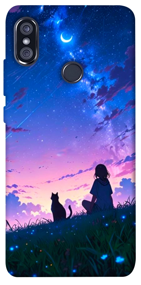 Чохол Space girl and cat для Xiaomi Redmi Note 5 (Dual Camera)