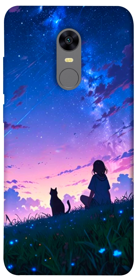 Чехол Space girl and cat для Xiaomi Redmi Note 5 (Single Camera)