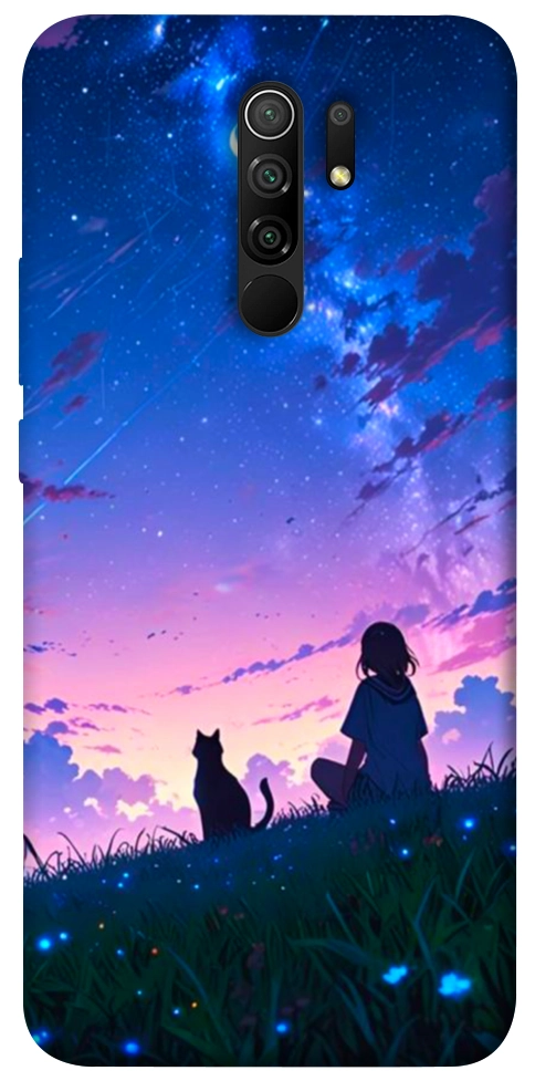 Чохол Space girl and cat для Xiaomi Redmi 9