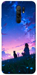 Чохол Space girl and cat для Xiaomi Redmi 9