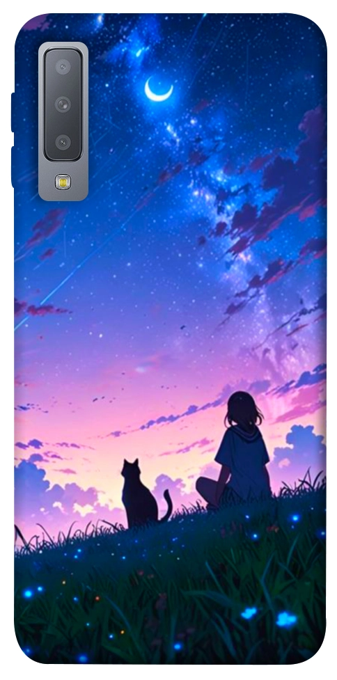 Чохол Space girl and cat для Galaxy A7 (2018)