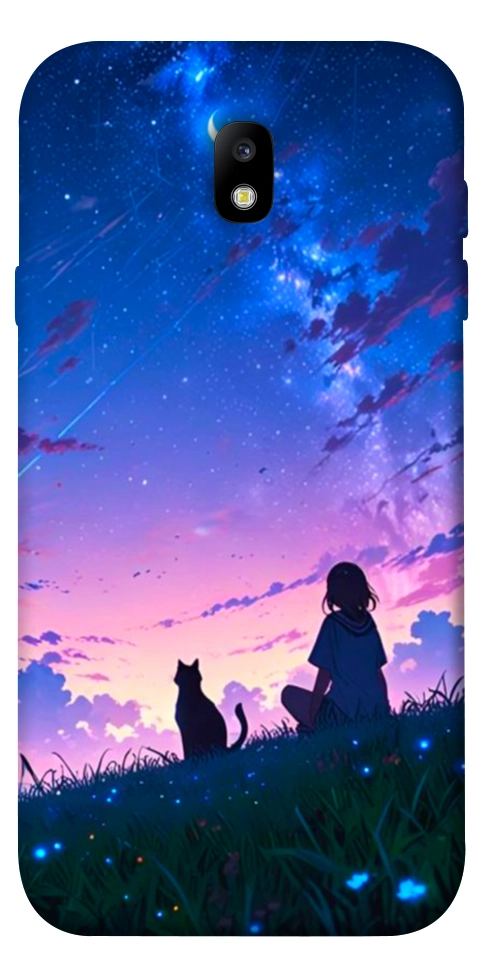 Чехол Space girl and cat для Galaxy J7 (2017)