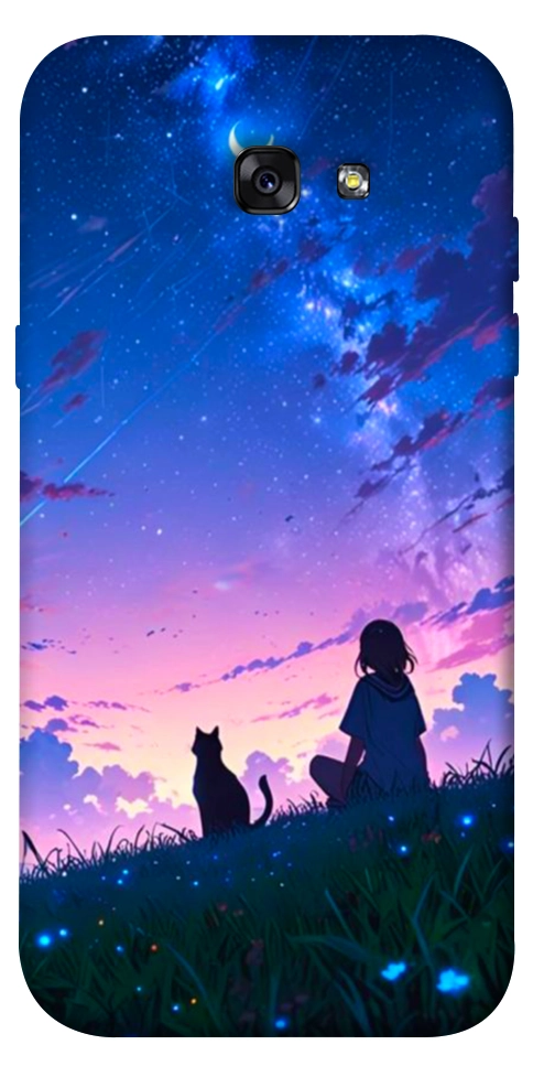 Чехол Space girl and cat для Galaxy A7 (2017)