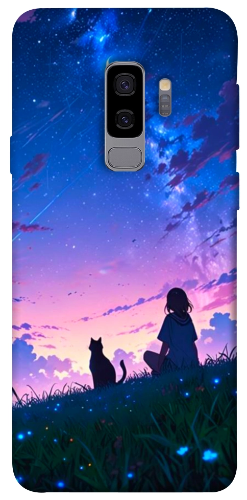 Чехол Space girl and cat для Galaxy S9+